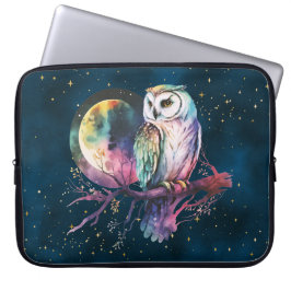 Mystical Rainbow Uggla och Full Moon Celestial Laptop Fodral