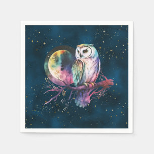 Mystical Rainbow Uggla och Full Moon Celestial Pappersservett