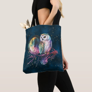 Mystical Rainbow Uggla och Full Moon Celestial Tygkasse