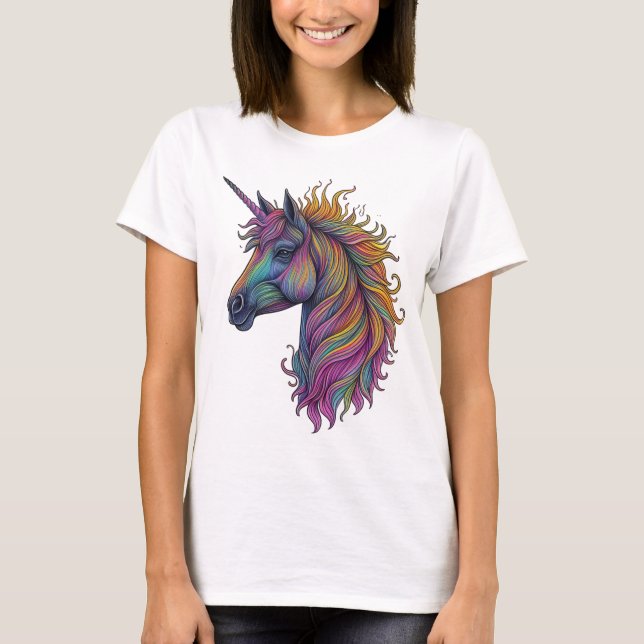 Mystical Rainbow Unicorn T Shirt (Framsida)