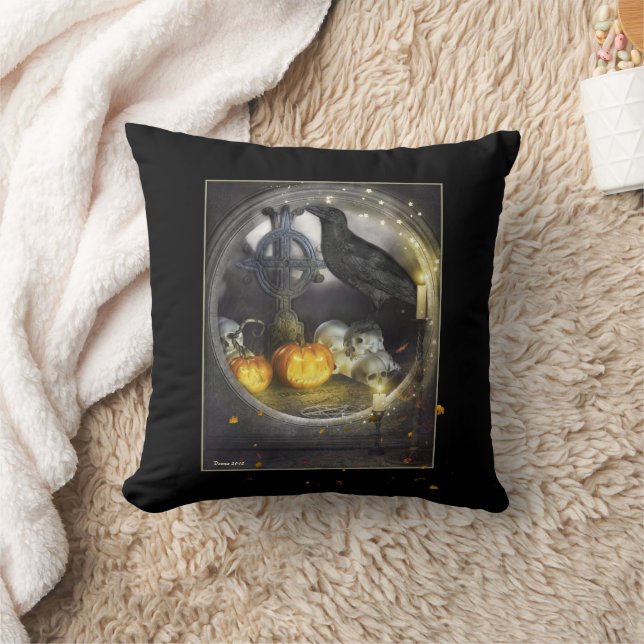 Mystical Raven Bird Black Dekorativ kudde (Filt)