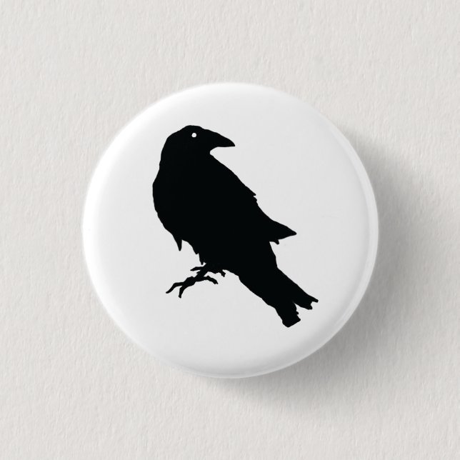 Mystical Raven Button Pin: Embrace Elegance och en Knapp (Framsida)