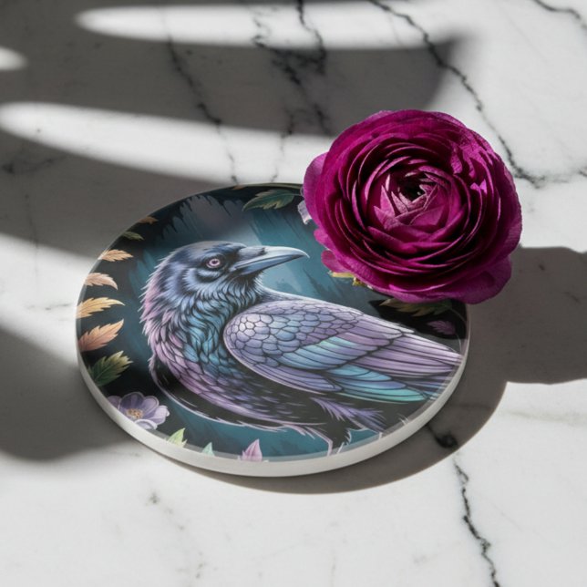 Mystical Raven Dark Academia Underlägg (Dark Academia raven drink coaster)
