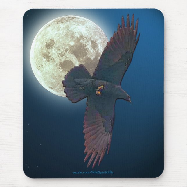 Mystical Raven & Full Moon Fantasy Art Musmatta (Framsidan)
