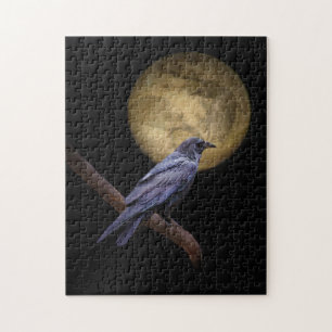 Mystical Raven och Måne vid nattliga utmaningar Pussel