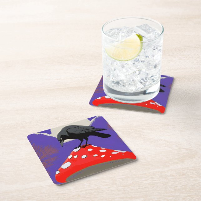 🍸 Mystical Raven Paper Coasters Underlägg Papper Kvadrat (Insitu)