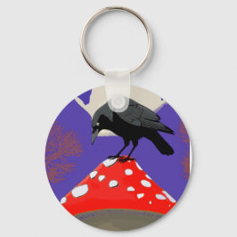 🗝️ Mystical Raven Round Keychain Nyckelring