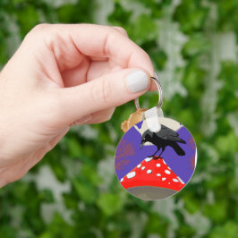 🗝️ Mystical Raven Round Keychain Nyckelring