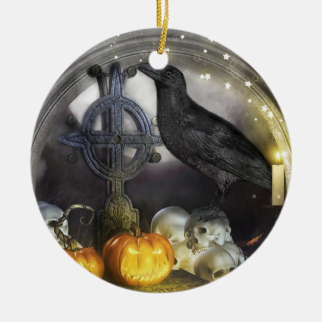 Mystical Raven Samhain Dubbla Sided Ornament (Framsidan)