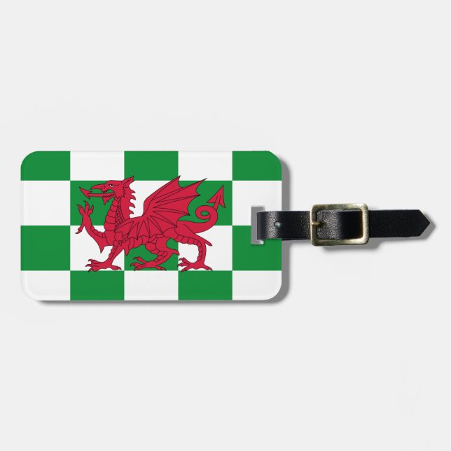 Mystical Red Celtic Dragon Flagga of Wales Bagagebricka (Horisontell Framsida)