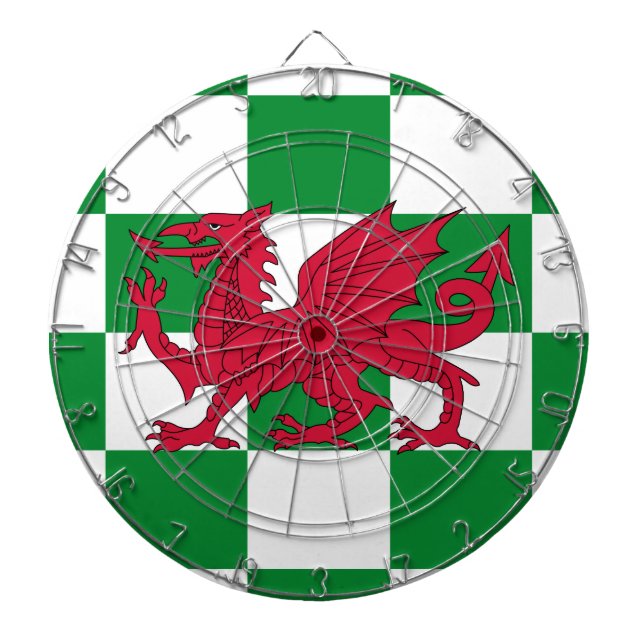 Mystical Red Celtic Dragon Flagga of Wales Darttavla (Framsidan)