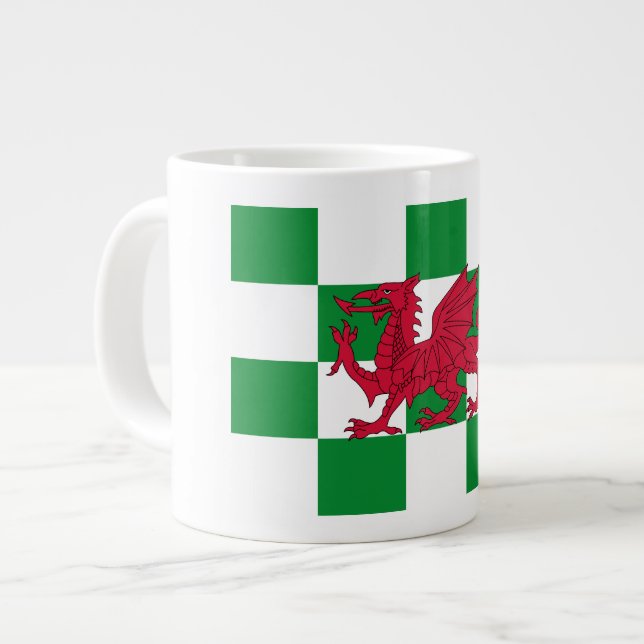 Mystical Red Celtic Dragon Flagga of Wales Jumbo Mugg (Framsida vänster)
