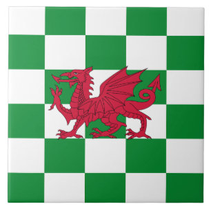 Mystical Red Celtic Dragon Flagga of Wales Kakelplatta