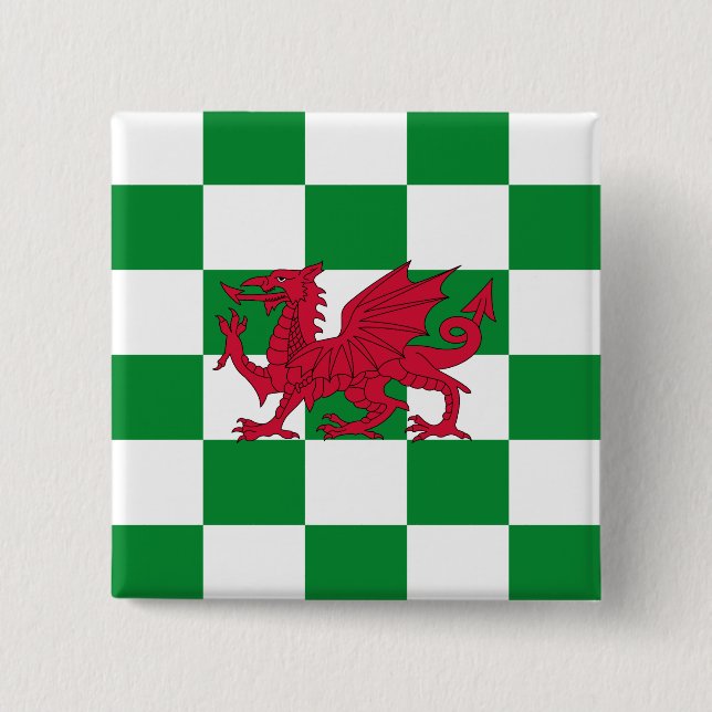 Mystical Red Celtic Dragon Flagga of Wales Knapp (Framsida)