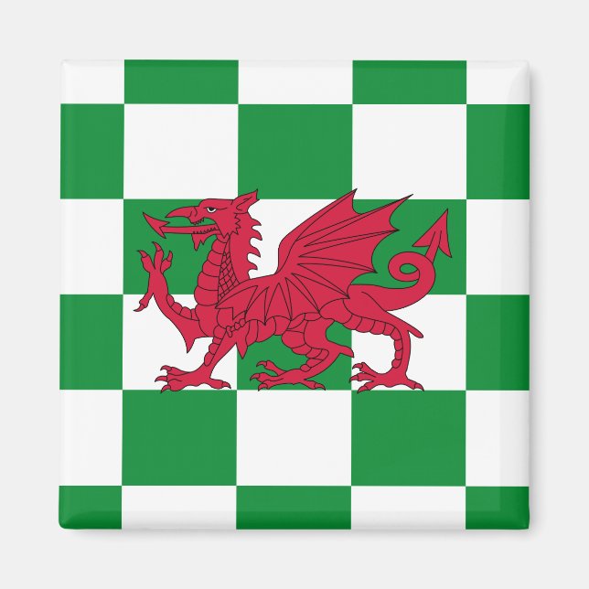 Mystical Red Celtic Dragon Flagga of Wales Magnet (Framsidan)