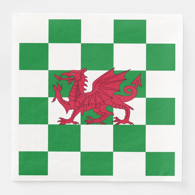 Mystical Red Celtic Dragon Flagga of Wales Pappersservett (Framsida)