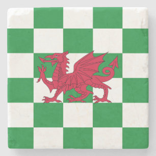 Mystical Red Celtic Dragon Flagga of Wales Stenunderlägg
