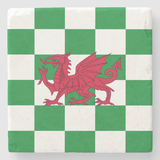 Mystical Red Celtic Dragon Flagga of Wales Stenunderlägg (Framsidan)