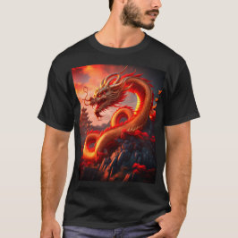 Mystical Red Fire Dragon Art T Shirt