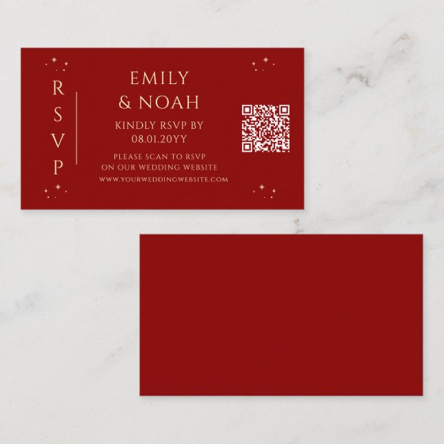 Mystical Red Guld Budget QR Code OSA Tilläggskort (Fram/baksida)