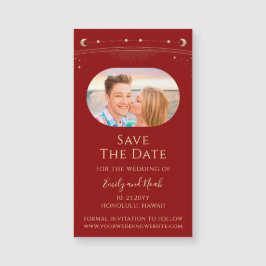 Mystical Red Guld Sol Måne Stars Save Date