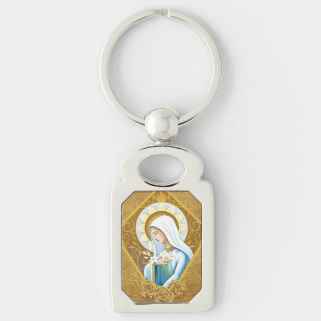 Mystical Ro Rektangulärt Silverfärgad Nyckelring (Framsidan)