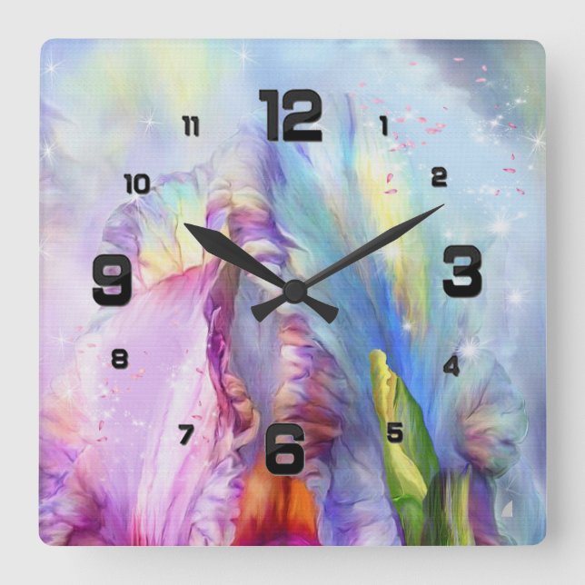 Mystical rosa blue Abstrakt Fyrkantig Klocka (Framsida)