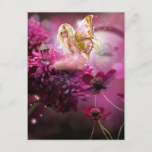 Mystical Rosa Fantasy Fairy Blomsterträdgård Art