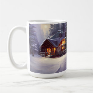 Mystical Rustic Log Cabin between the Evergreens Kaffemugg