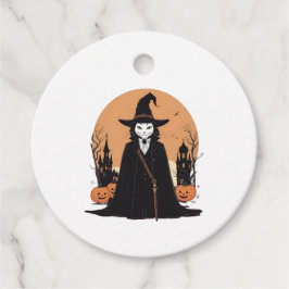 Mystical Salem Black Cat med Pumpkins Gåvor Etiketter