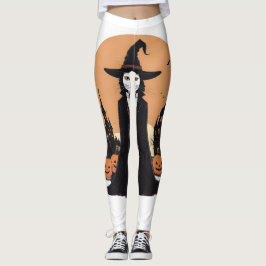 Mystical Salem Black Cat med Pumpkins Leggings