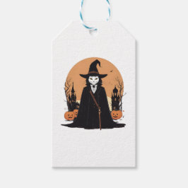 Mystical Salem Black Cat med Pumpkins Presentetikett