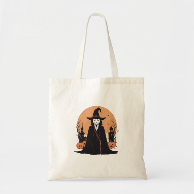 Mystical Salem Black Cat med Pumpkins Tygkasse (Framsidan)