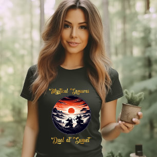 Mystical Samurai Duel vid Sunset T-Shirt