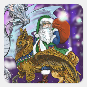 Mystical Santa Fyrkantigt Klistermärke