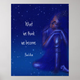 Mystical Sapphire Blue Buddha | Mindfulness-citat Poster