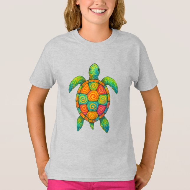 Mystical Sea Turtle T Shirt (Framsida)