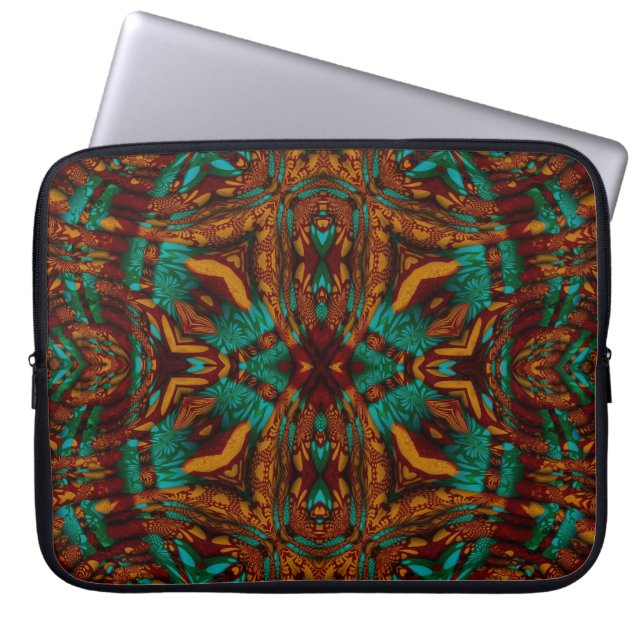 Mystical Shaman Earth Energy Geometric Art Laptop Fodral (Framsidan)