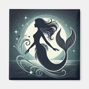 Mystical Sjöjungfru Silhouette Magnet