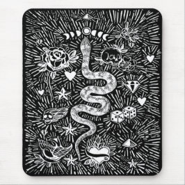 Mystical Snake Lunar White Mousepad Musmatta