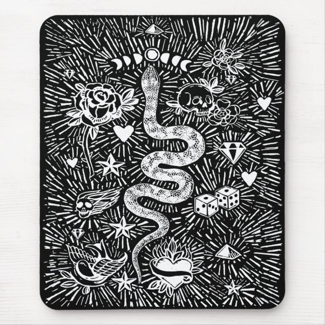 Mystical Snake Lunar White Mousepad Musmatta (Framsidan)