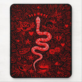 Mystical Snake Red Mousepad Musmatta