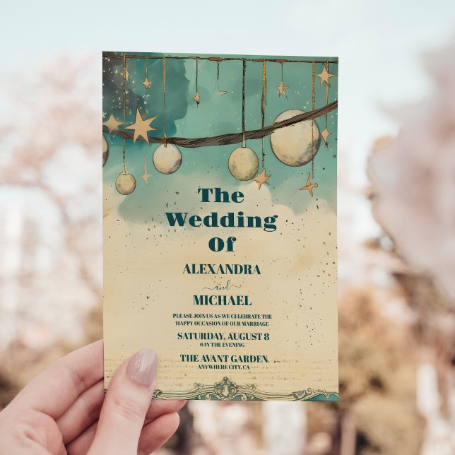 Mystical Sol Måne Astronomy Space bröllop Inbjudningar (Skapare uppladdad)