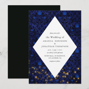 Mystical Stars Floral Damask Bröllop Inbjudningar