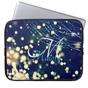 Mystical Stars Monogram Glitter Personlig Laptop Fodral