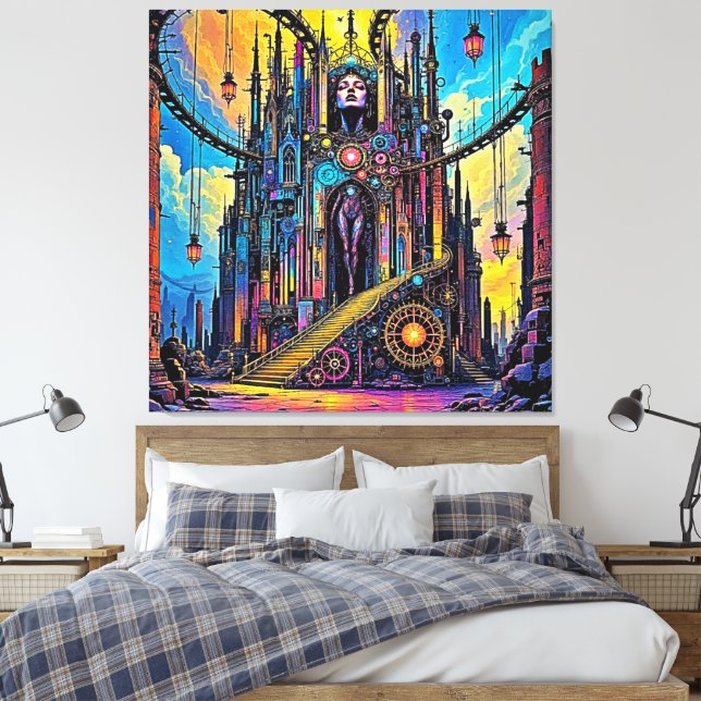 Mystical Steampunk Cathedral Canvastryck (Insitu (sovrum))