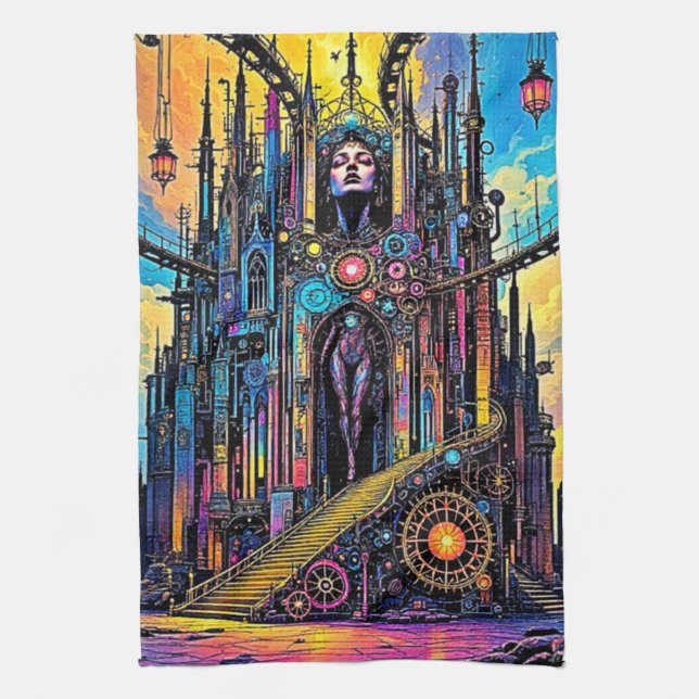Mystical Steampunk Cathedral Kökshandduk (Vertikal)