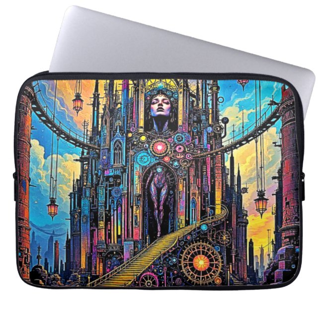 Mystical Steampunk Cathedral Laptop Fodral (Framsidan)