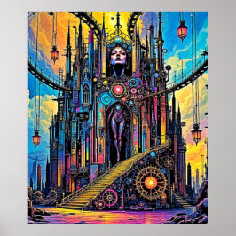 Mystical Steampunk Cathedral Poster