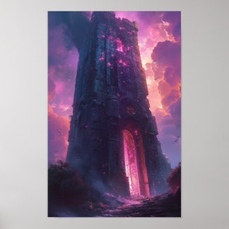 Mystical Stone Obelisk med Arcane Sigils Poster
